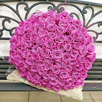 Букет Розовые розы Эквадор 101 шт (50 см)